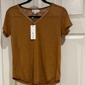 Molly Bracken Rust-Brown V-Neck Short Sleeve Tee